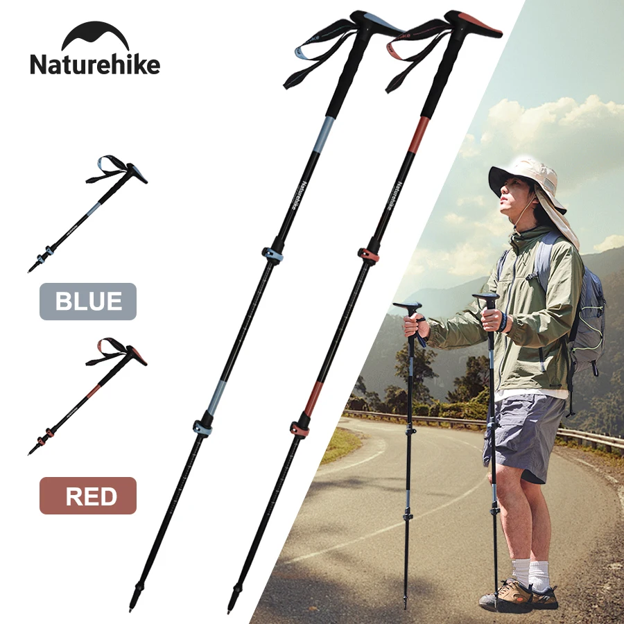 

Naturehike Walking Stick T-shape Handle Ultralight Aluminium Alloy 3Section Trekking Pole Climbing Stick Outdoor Hiking Portable