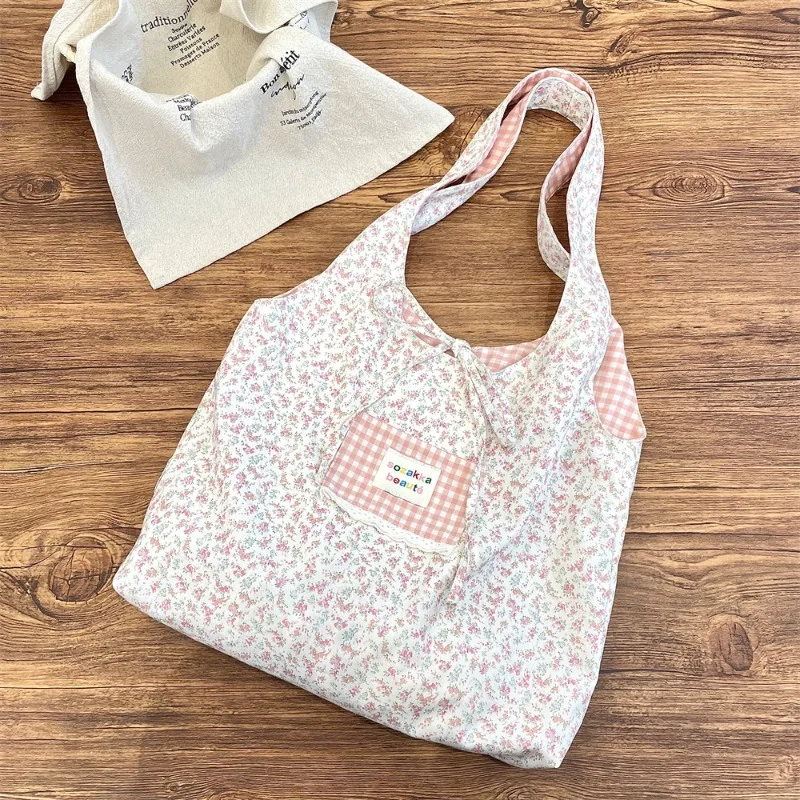 

Youda New Polyester Fabric Shoulder Bag For Women Simple Floral Plaid Pattern Handbag Large Casual Capacity Shopper Tote Bags