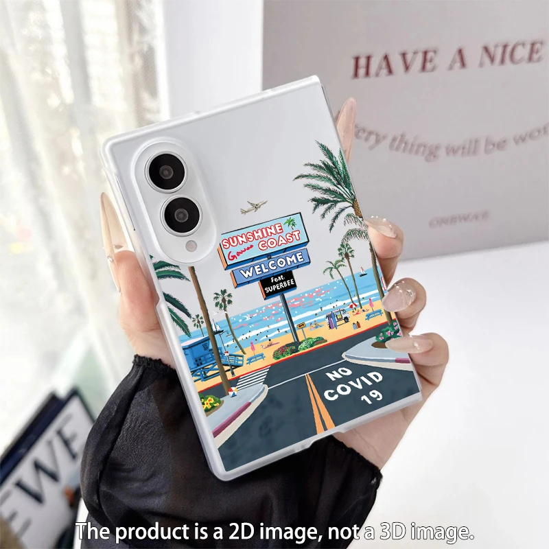 Flexible TPU Transparent Case For Samsung Galaxy Z Fold 8 Zfold Protective Cover Foldable Shockproof View Pattern Fundas