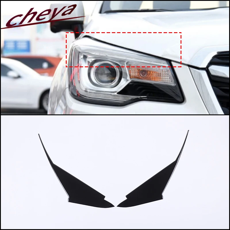 

x2 Car styling Headlight eyebrows decorative strip PVC trim accessories Fit for Subaru Forester 2013-2018