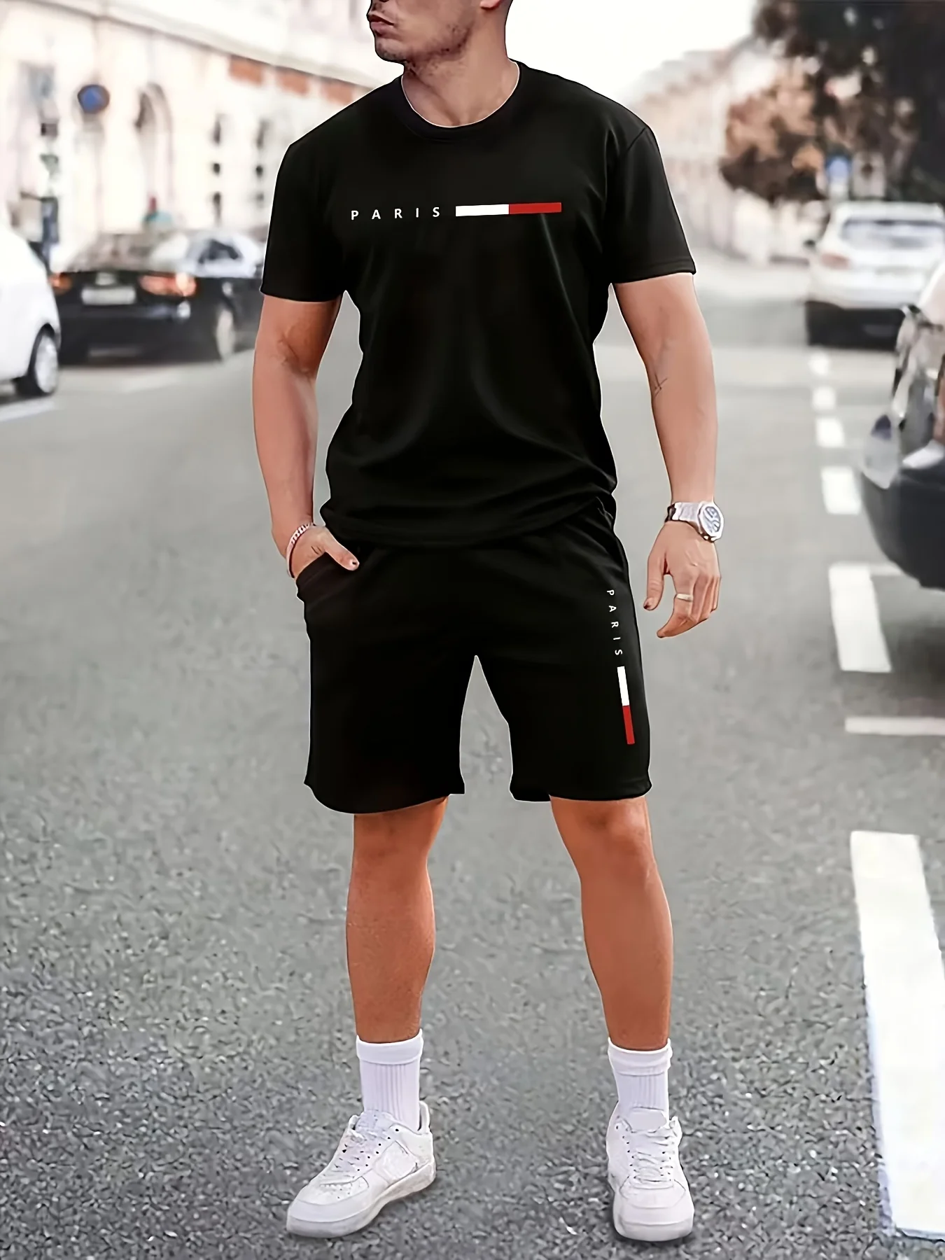 

2026 Новый модный мужской комплект с 3D-принтом, свободный крой, рубашка с короткими рукавами и шорты, мужская спортивная одежда, повседневная одежда, летний повседневный комплект