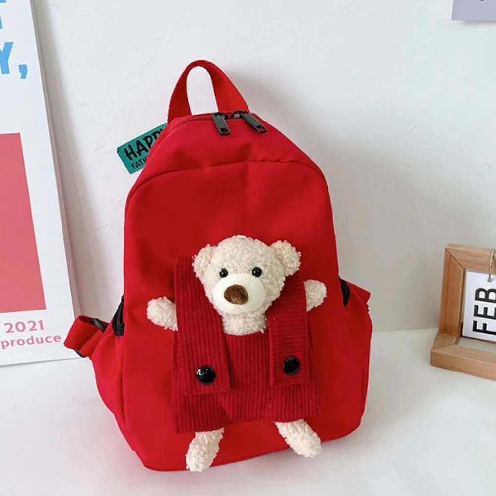 New Nylon Bear Doll Backpack Large-capacity Anti-theft Student School Bag Little Bear Lightweight Plush Bear Backpacks Unisex