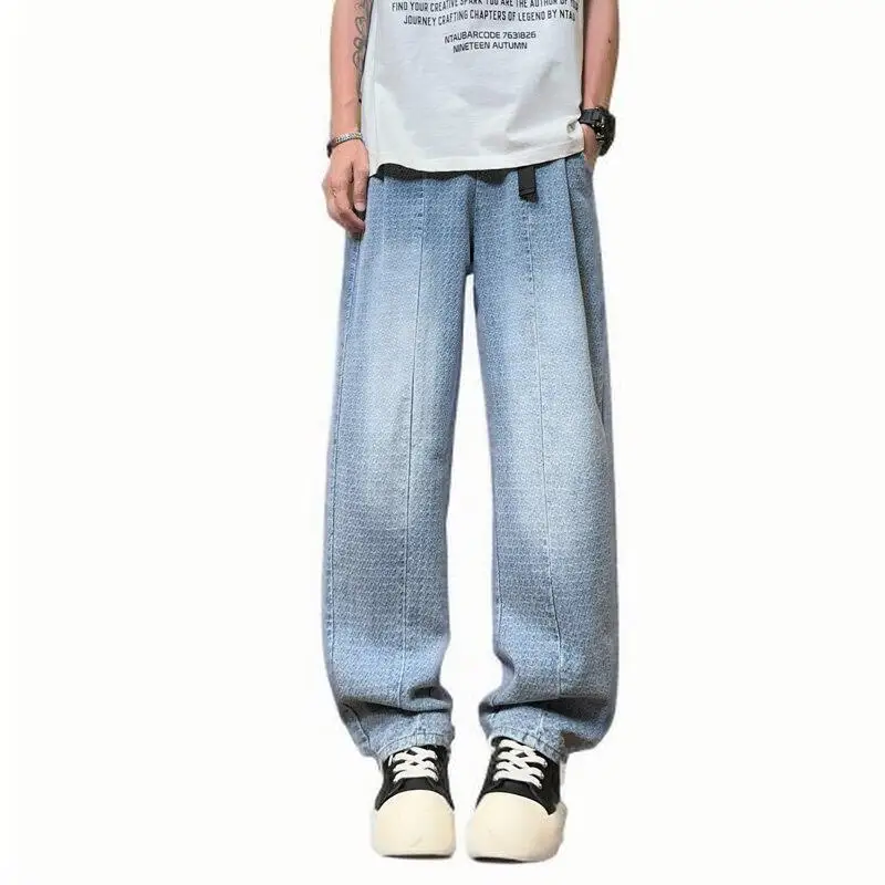 NF&ZG American retro spring and summer new men's trendy straight jeans textured pants spring design cool