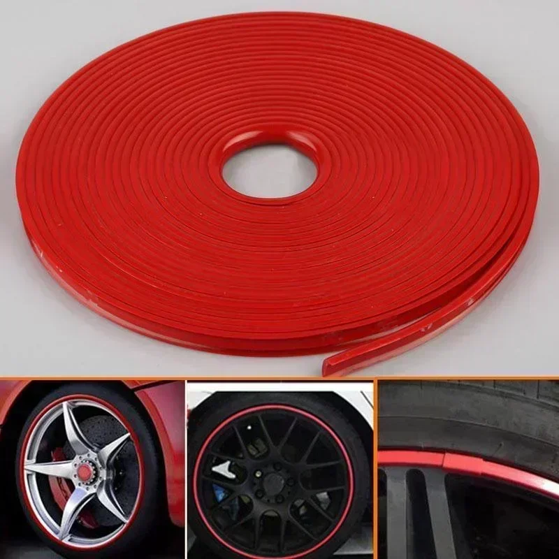 8M/Roll Rim Blades Car Vehicle Wheel Rims Protectors with Tape Decor Strip Tire Guard Line Rubber Mounding Trim Car Stickers