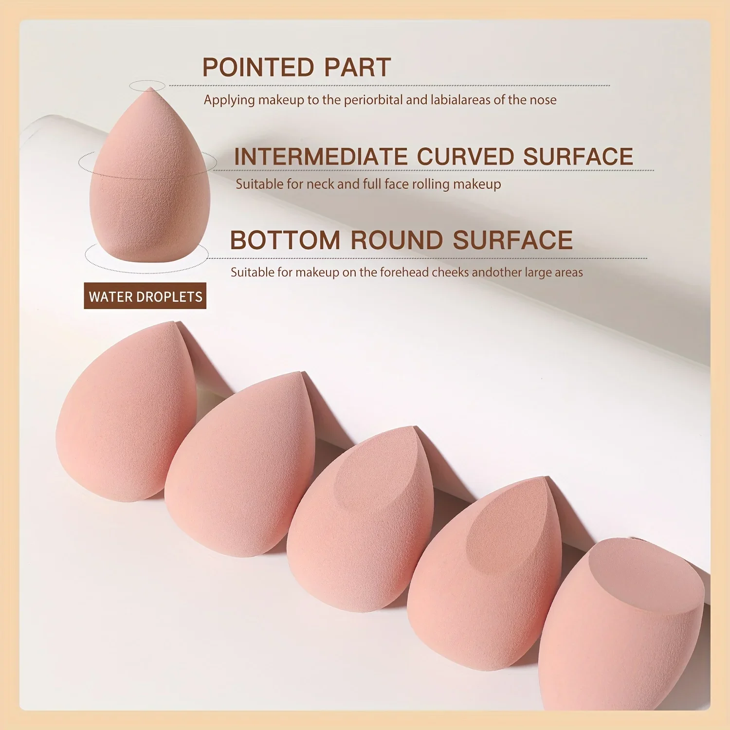 5 個の親水性メイクアップスポンジセット - 液体/クリーム/パウダーファンデーション用の非ラテックスブレンダー | コンパクトトラベルサイズシームレスブレンドキット