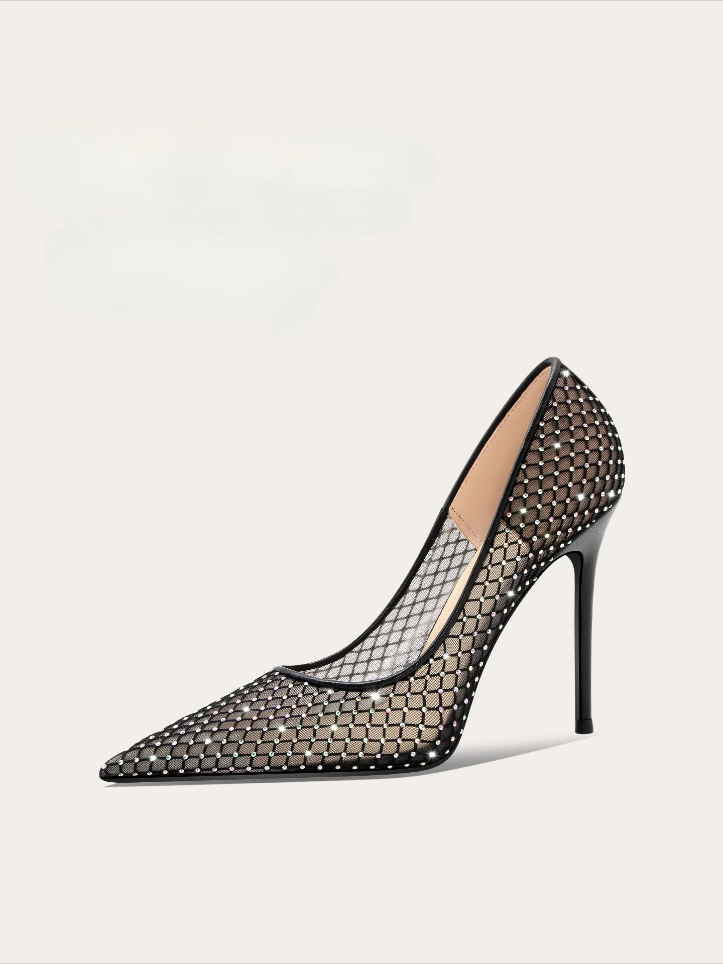 

2025 Autumn New Women's High Heels, Rhinestone Pointed Stiletto Mesh Dinner Fashion Dress Women's Shoes