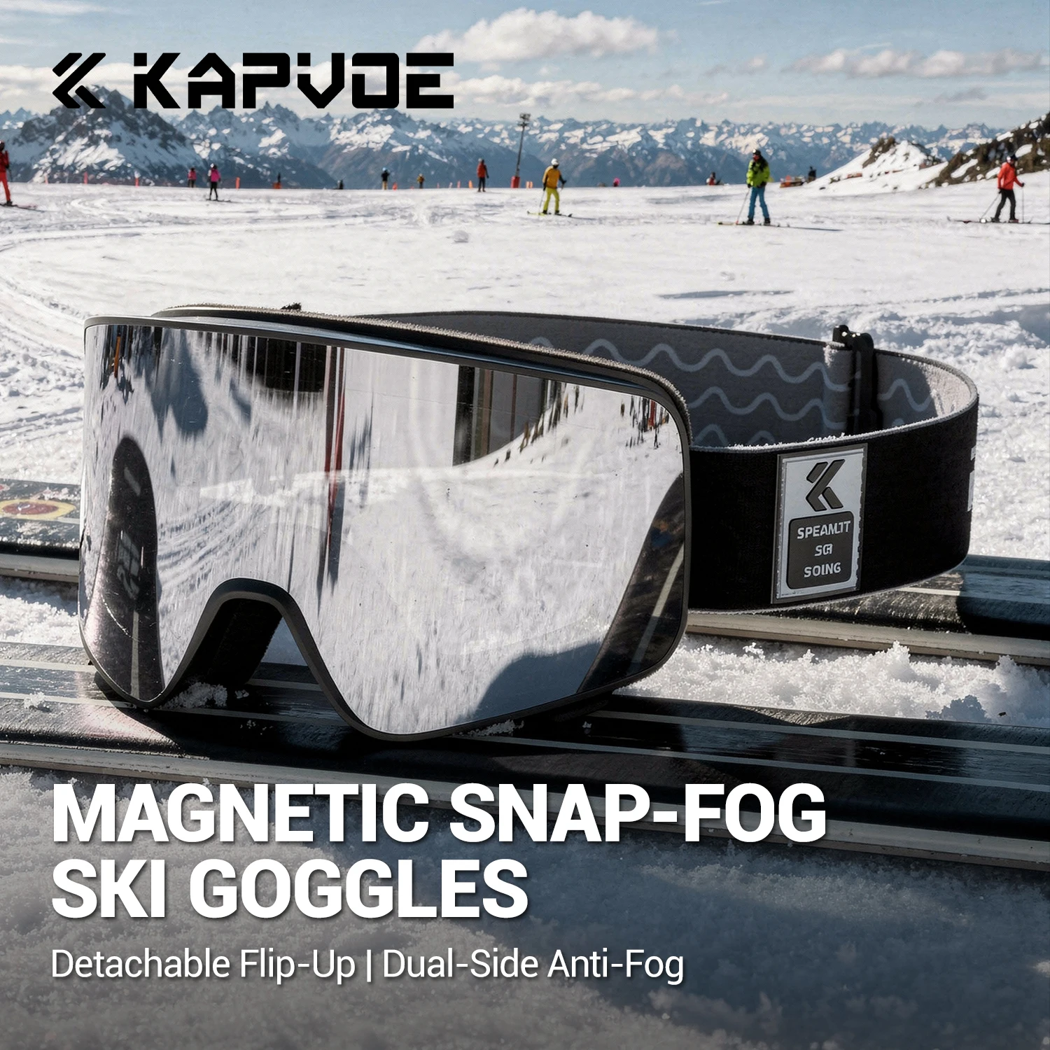 KAPVOE Flip-Up Anti-fog Photochromic Skiing Goggles Anti-ghosting Outdoor Ski Goggles Sports Magnetic Winter Snowboard Equipment