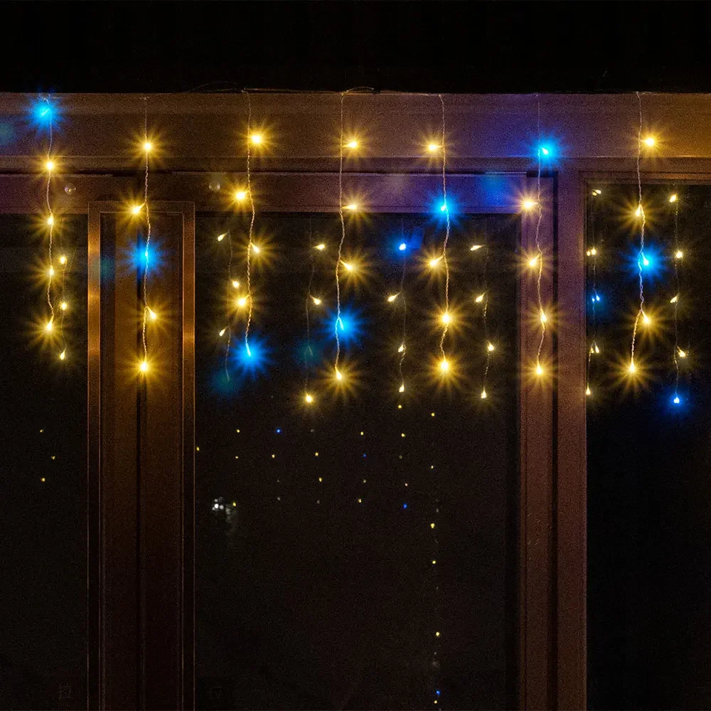 12m-ledアイスクリスタル型イルミネーションライト、屋外用フェアリーライト、ガーランド。新年、クリスマス、パーティー、自宅、結婚式、パティオ、庭の装飾に。
