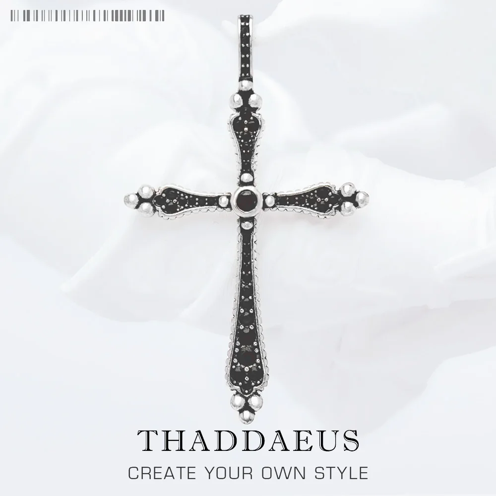 

Кулон черный Королевский Крест, ювелирные изделия из настоящего серебра 925 пробы, европейские аксессуары, подарок для женщин и мужчин