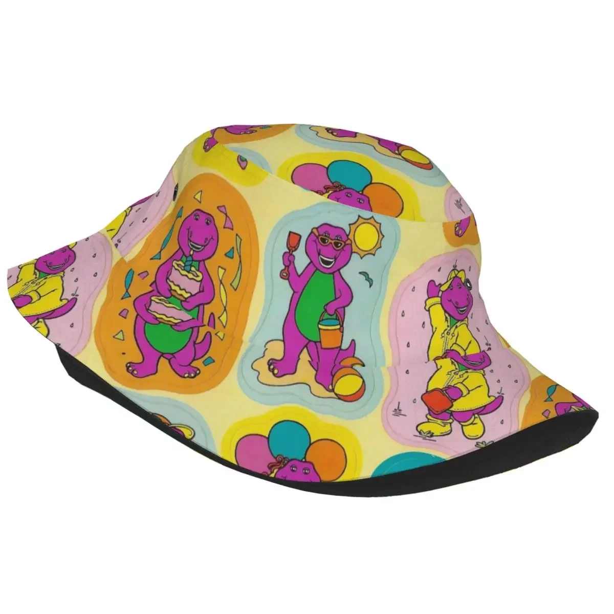 Barney Friends Cartoon Bucket Hat for Girl Summer Kawaii Dinosaur Dinosaurs Field Hat Style for Outdoor Sport Fishing Hat