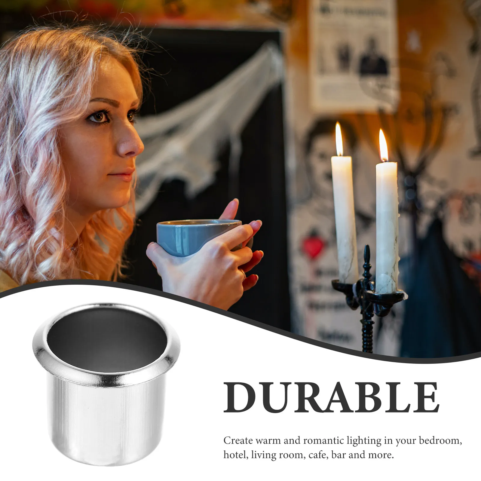 4Pcs Space-Saving Metal Holders Iron Tealight Cups Candlestick Holders for Romantic Atmosphere Bedroom Living Room