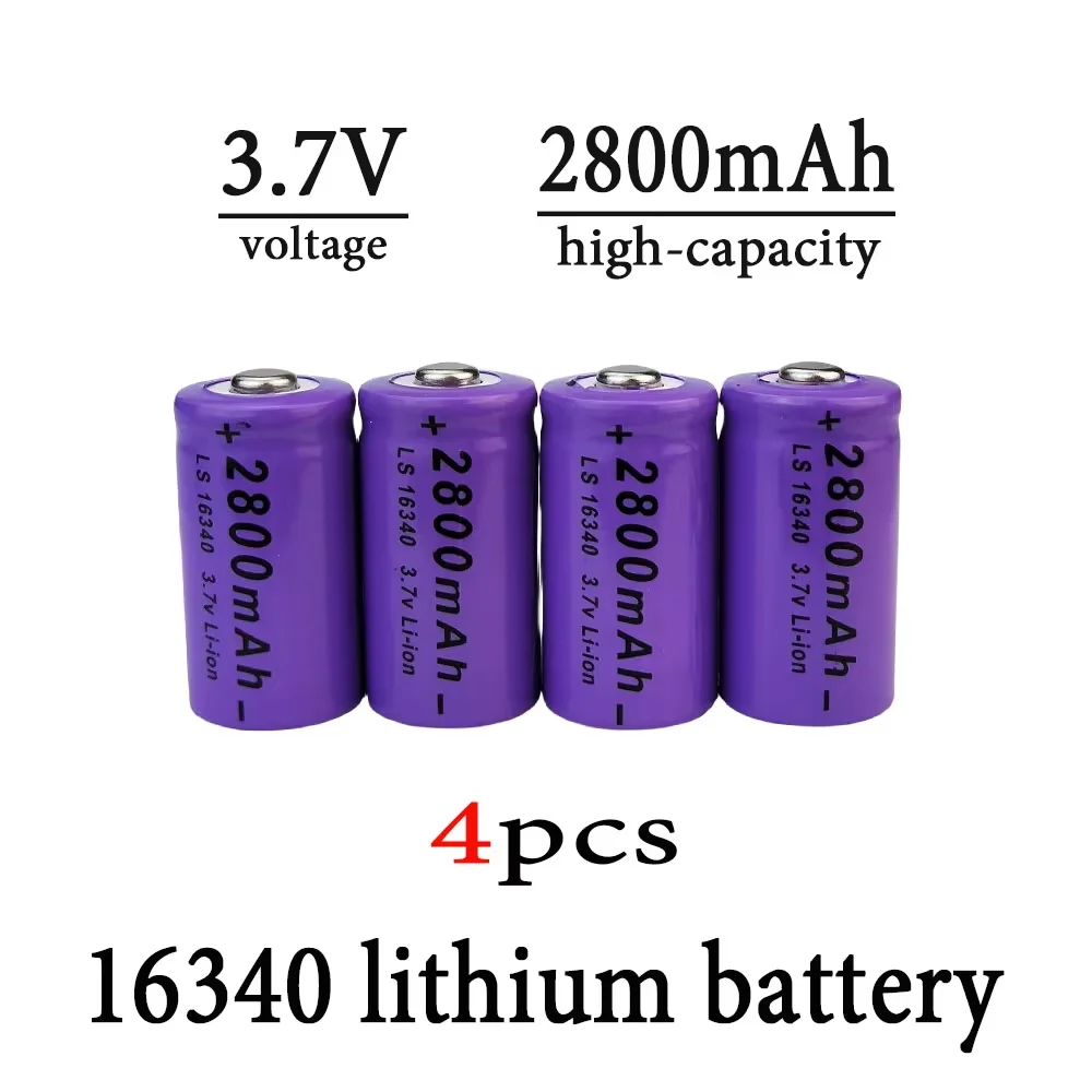

16340 Rechargeable Batteries 3.7V Li-ion 2800mAh CR123A Battery For LED Flashlight For 16340 CR123A Battery