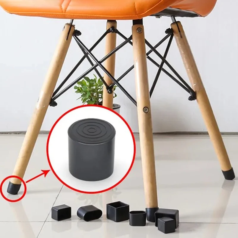 

1~10pcs PVC Soft Rubber Sleeve Black Round Table Chair Foot Pad Furniture Feet Non-Slip Covers 6~120mm