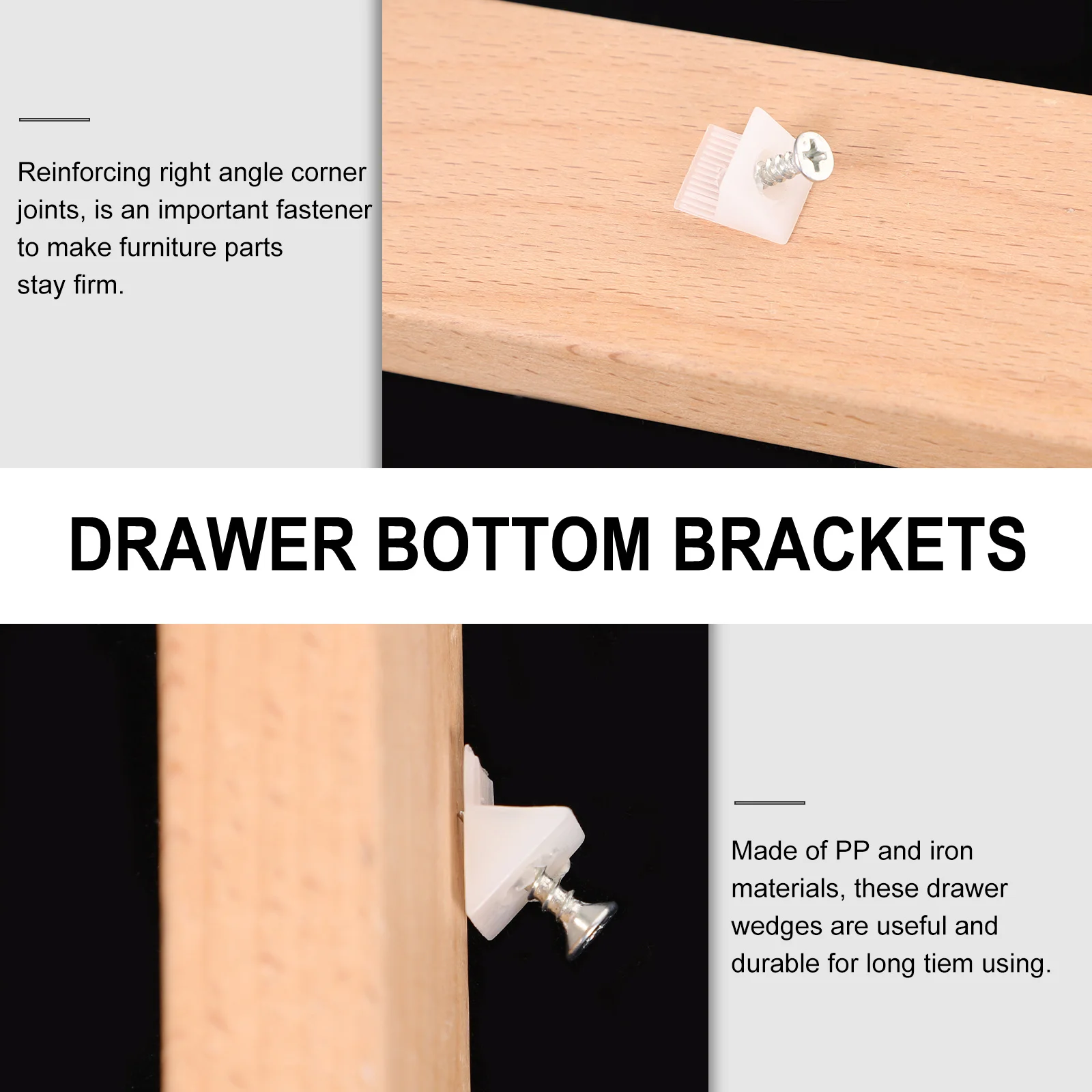 

100 pcs Cabinet Shelf Support 45 Degree Drawer Bottom Brackets Furniture Reinforcement Wedges Plastic Corner Brace Drawer