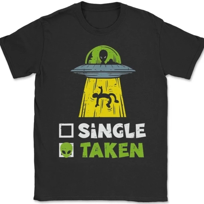 Camiseta novedosa y peculiar: gráficos de extraterrestres y OVNIs — estampado divertido de “Soltero/Comprometido” — estilo streetwear — top informal retro de verano para mujer Y2K