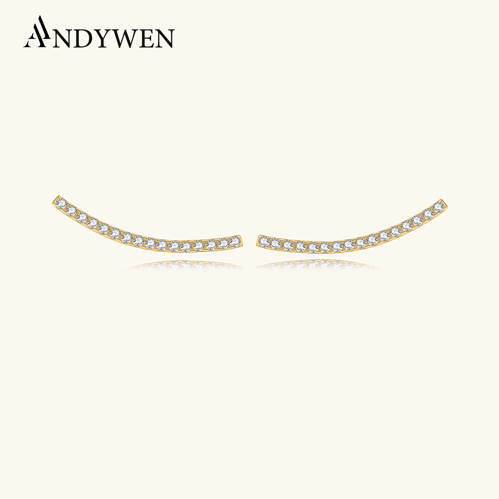 

ANDYWEN 925 Sterling Silver 22mm Climber Zircon Pave Long Earring Piercing Women Fashion New Jewelry Wedding Gift