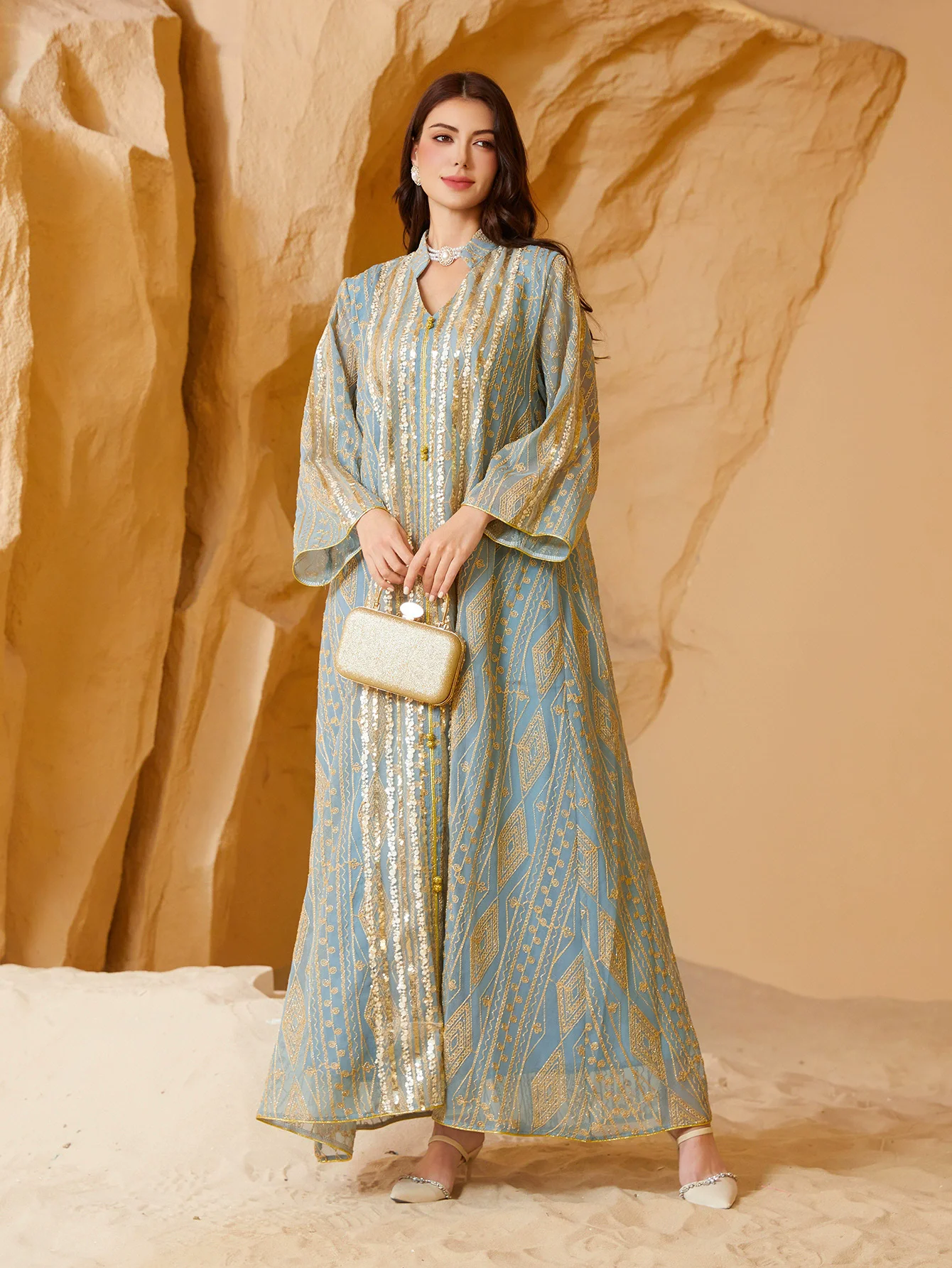 Moyen-orient musulman luxe mode saoudienne dubaï robe de soirée musulmane grande perle brodée robe à paillettes