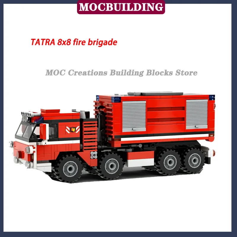 MOC City Fire Truck 6x6 Of The Fire Bridge Model Building Block Assembly 4x4 Vehicle 8x8 Series Boys Birthday Gift