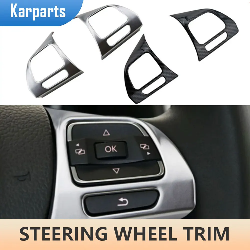 2Pcs Car Steering Wheel Panel Sticker Trim Cover for VW Golf MK6 Passat B7 CC EOS Tiguan Jetta Touran Caddy Sharan Accessories