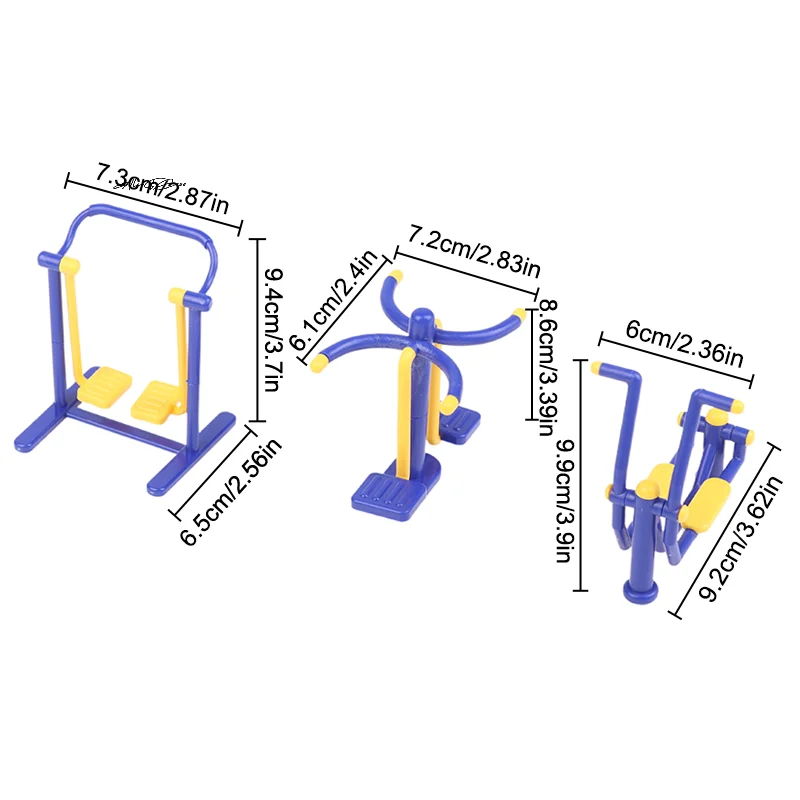 1Set 1/12 Scale Dollhouse Outdoor Park Fitness Equipment Model Sport Scene Decoration Toys Micro Construction Props for Dollhous