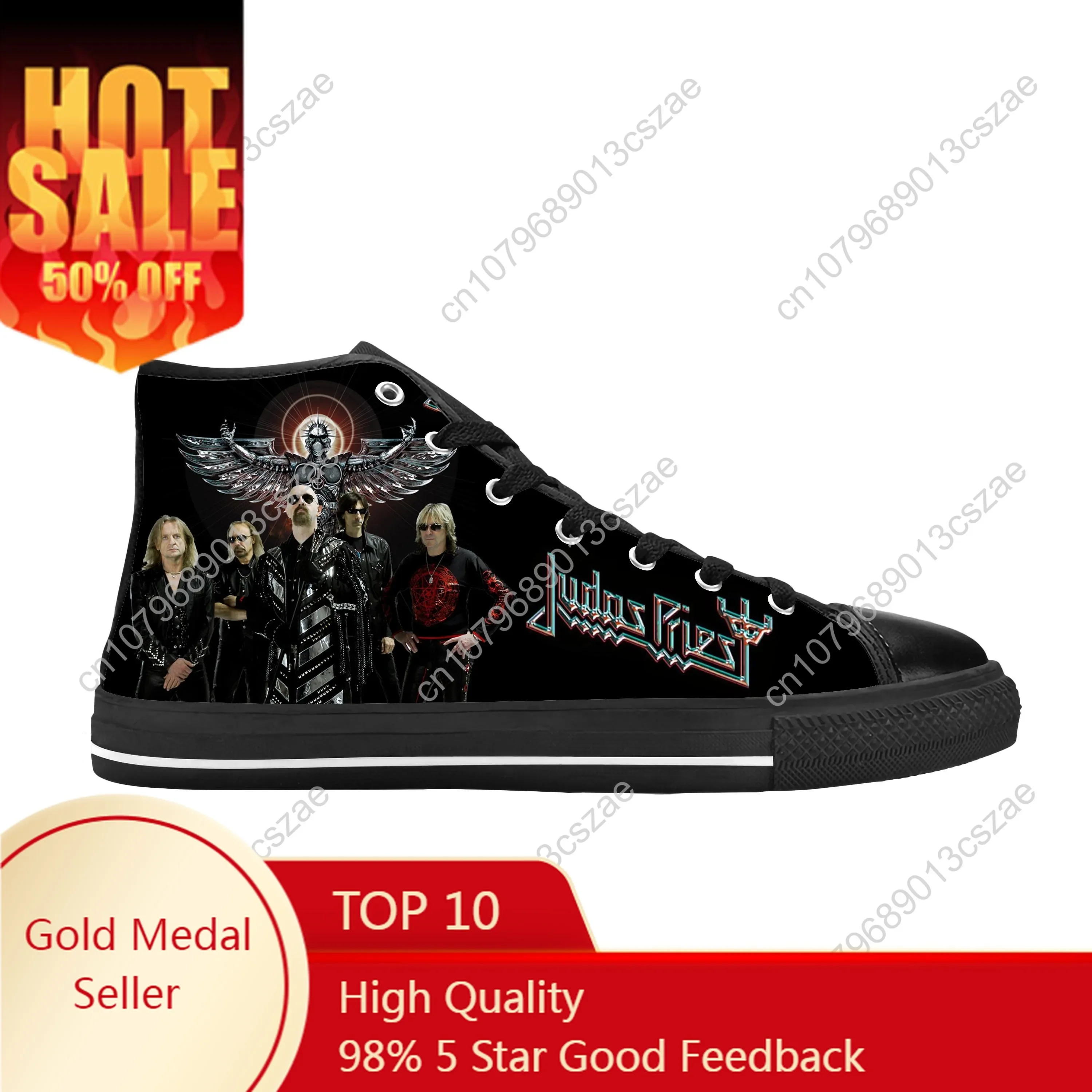 

Judas Priest Heavy Metal Rock N Roll Band Hip Hop Casual Cloth Shoes High Top Comfortable Breathable 3D Print Men Women Sneakers