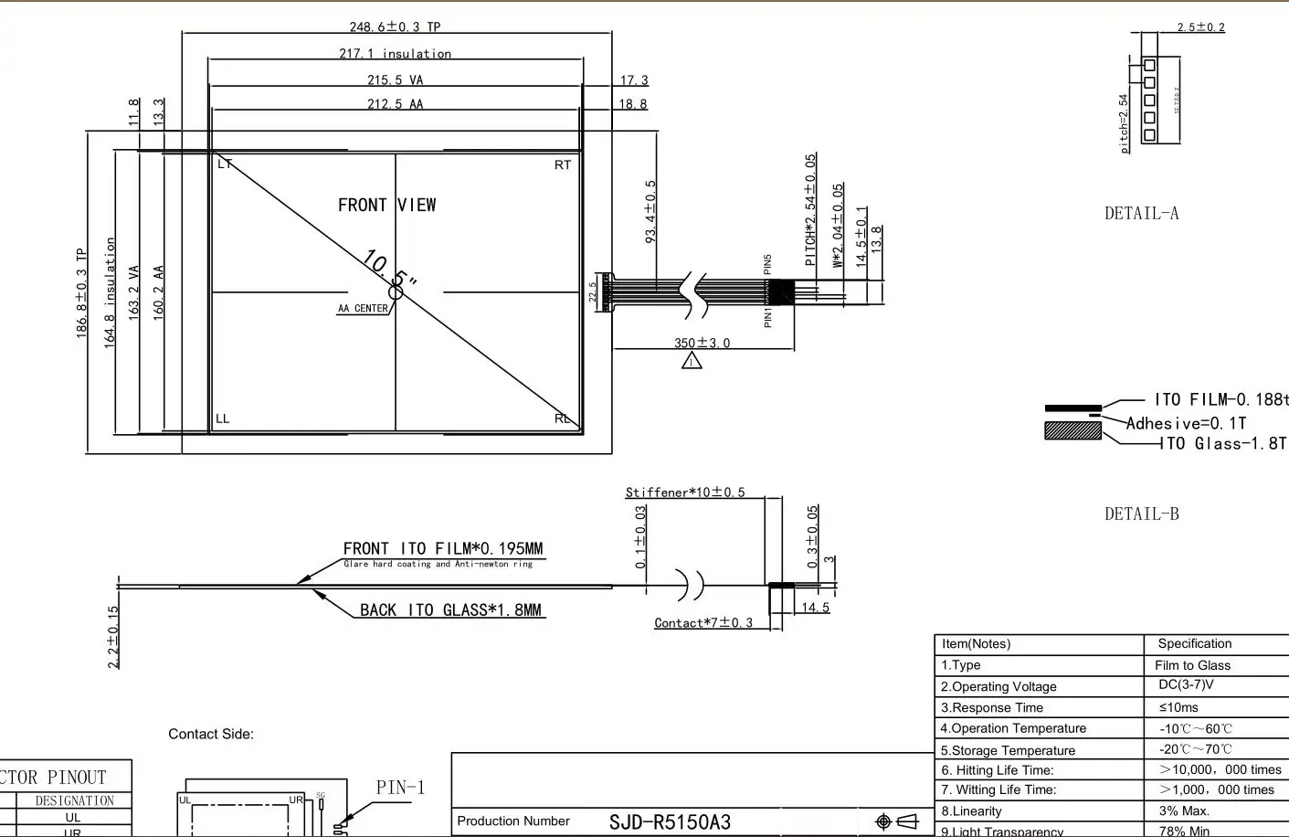 Imagem -02 - Vidro do Tela Táctil para Scn-at-flt10.4001-0h1-r 5pin 104 248x186 mm Novo