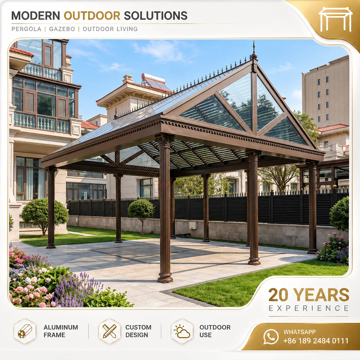 Aluminum Glass Patio Sunroom Waterproof Outdoor Garden Room Enclosure Villa Terrace Balcony Leisure Space Extension