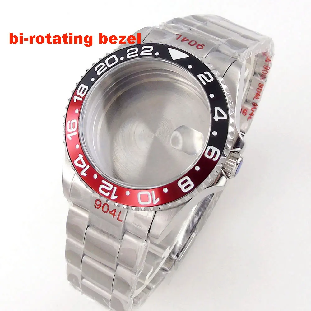 20ATM Diver Tandorio 40mm Bi-directional Stainless Bezel Steel Watch Case Sapphire Glass Fit Auto NH34 NH35 NH36 ETA2824 PT5000