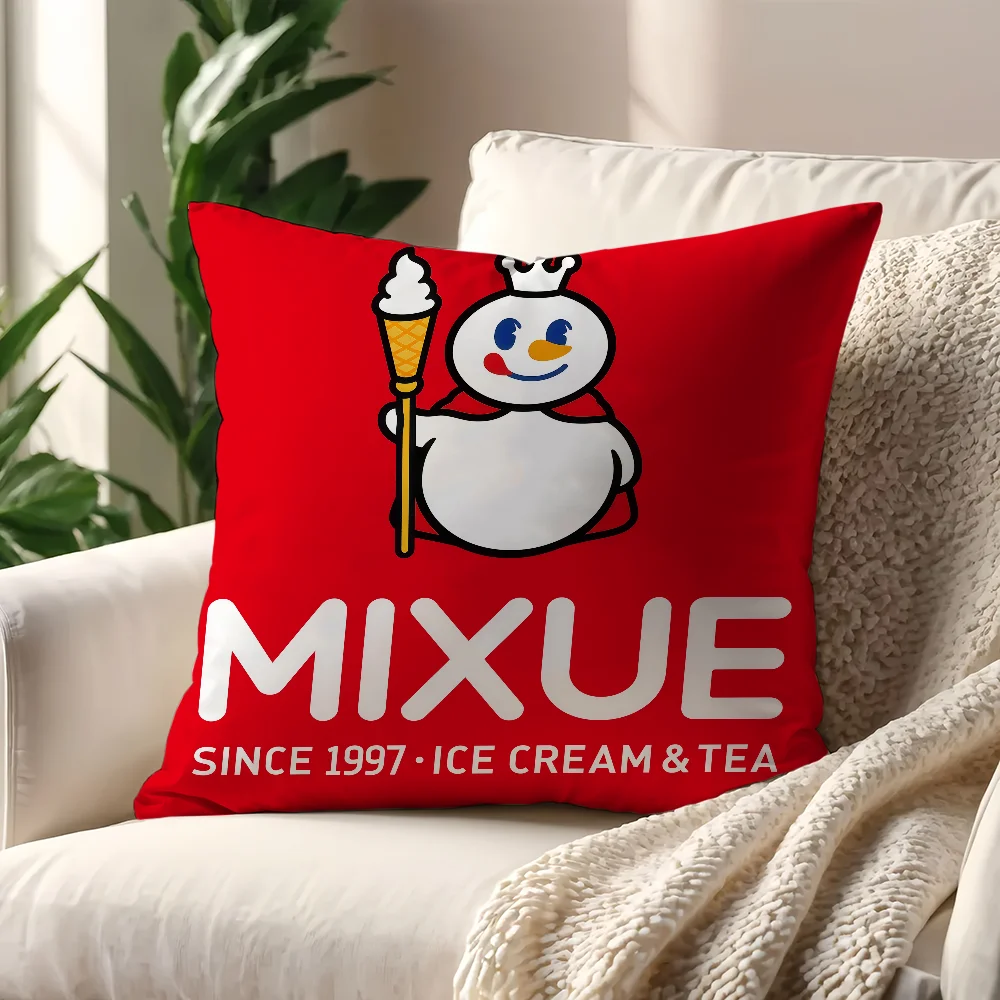 Cute Funny Mixue Ice Cream Tea Snow King cushion cover For Pillow Printing Sofa Decoration Home Shop Office Nordic Simplicity