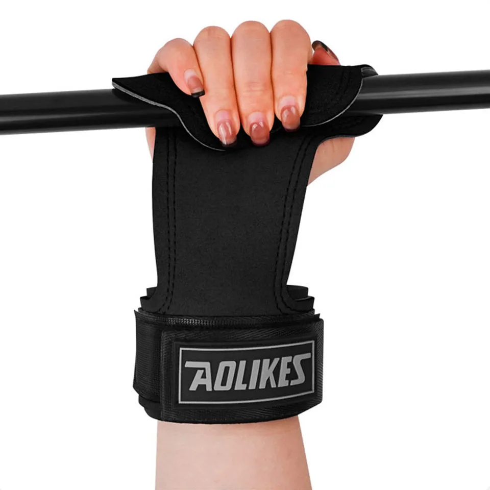 AOLIKES Gym Gloves Pull-ups Lifting Gymnastic Crossfit Anti-Skid Weight Power Belt Wraps Support Palm Protection Pad Strength