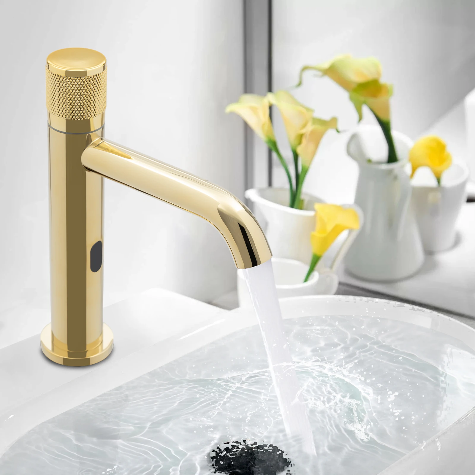 Infrared Sensor Taps Gold Automatic Touchless Basin Taps for Bathroom Kitchen