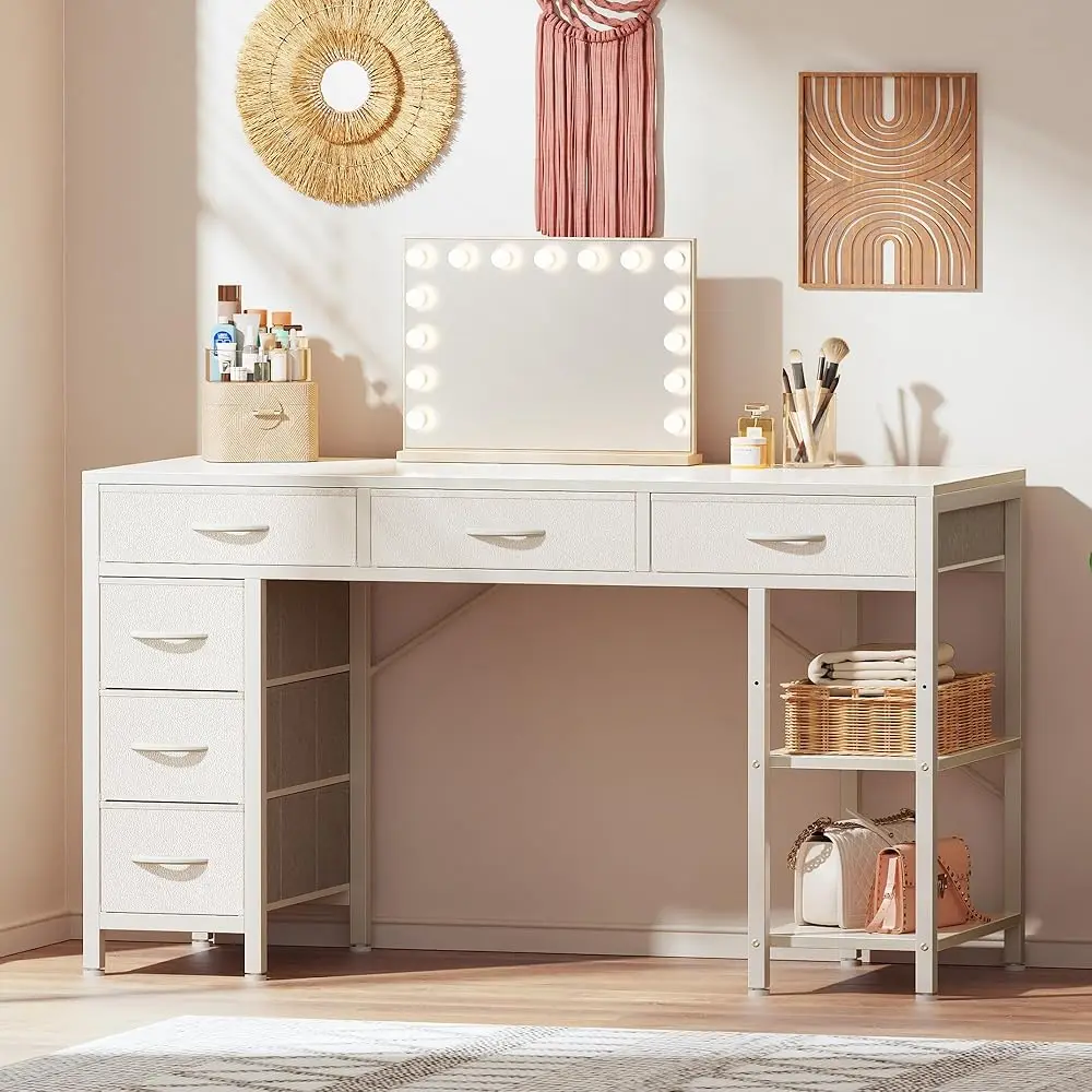 Computer Desk With 6 Drawers, 47 H Office Desk With Shelves, Reversible Gaming Desk, Corner Desk With Storage, Work For Home