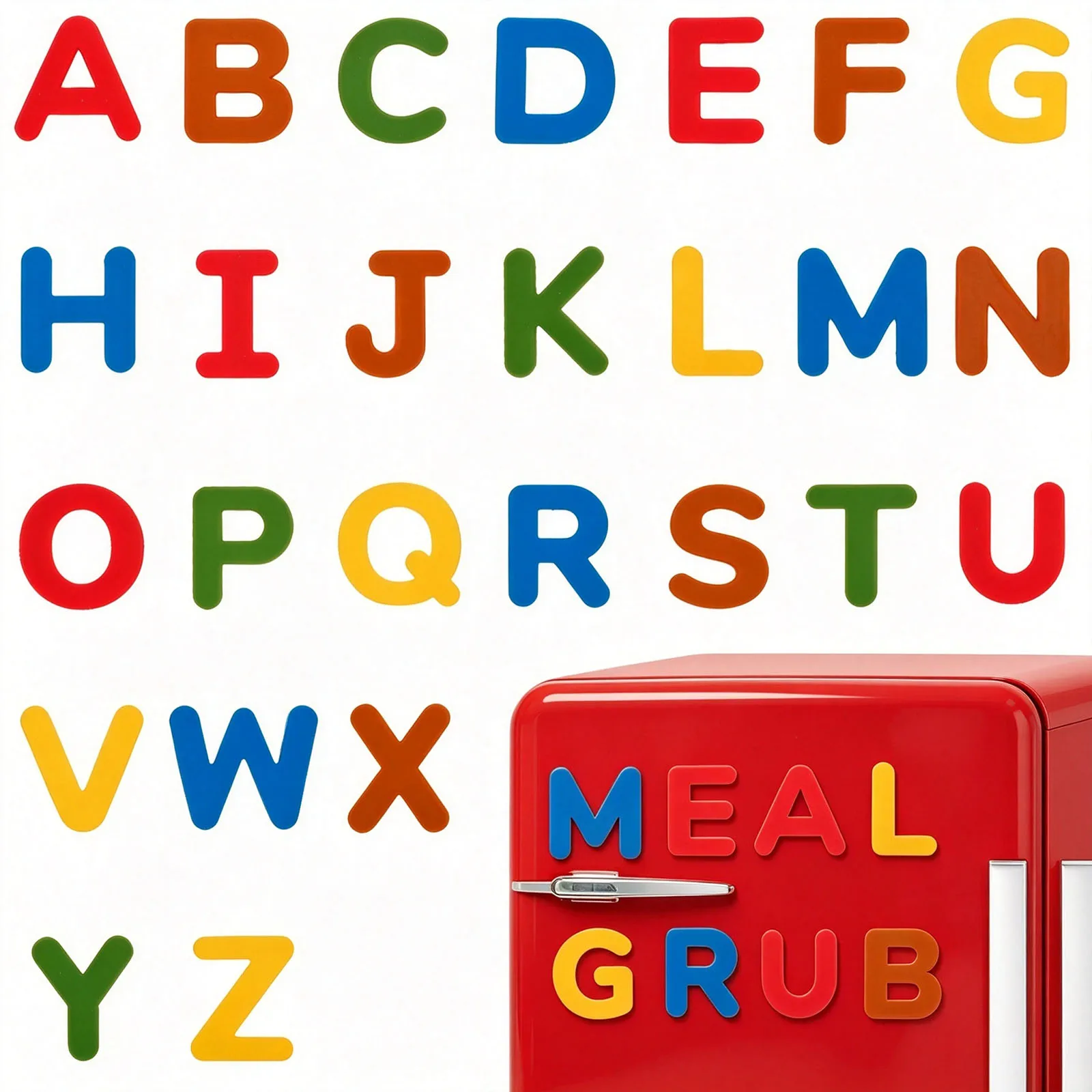 26 lettres magnétiques en silicone pour réfrigérateur, alphabet ABC, jouet éducatif préscolaire, jouet d'apprentissage de l'orthographe en majuscules