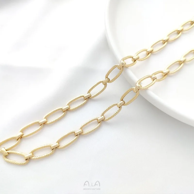 

Color 14K Gold Oval Twist Chain Handmade Long O-chain DIY Bracelet Necklace Jewelry Handmade Loose Chain