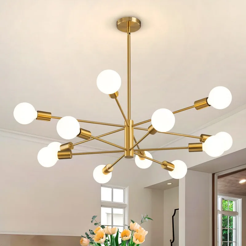 Modern Gold/Black/Chrome Chandelier Light Living Room Chandelier with 6/8/10/12 Lamps Heads E27 AC85-260V Dining Room Chandelier