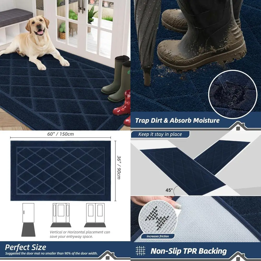 

"Dirt Trapper Door Mat, 36 by 60 Inches, Non-Slip Washable Entry Rug, Dog-Friendly Stain Resistant and Absorbent Mat, Welcome Fl