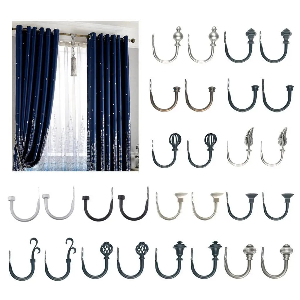 Curtain Rod Hook Handmade Iron Curtain Tieback Brass Curtain Holder for Home Villa Wall Mount