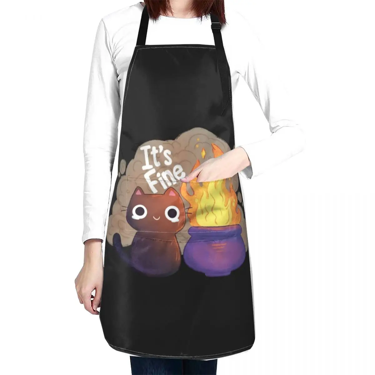 It's Fine Witchy Cat Apron Woman Kitchen work ladies Apron