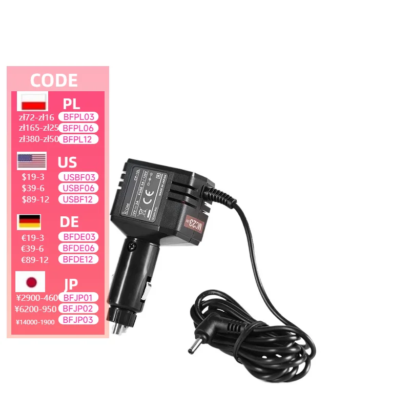 ICOM CP-12L Car Charger ID-50/51/52/31 (A/E)