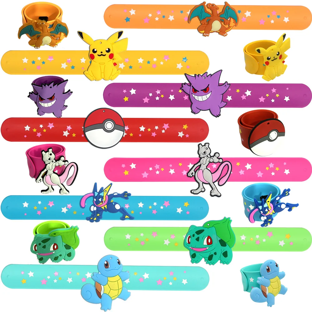 

Pokemon Slap Bracelet Kids Pikachu Birthday Decoration PVC Anime Wristband Child Puzzle Wrist Strap Toy Boys Girl Birthday Party