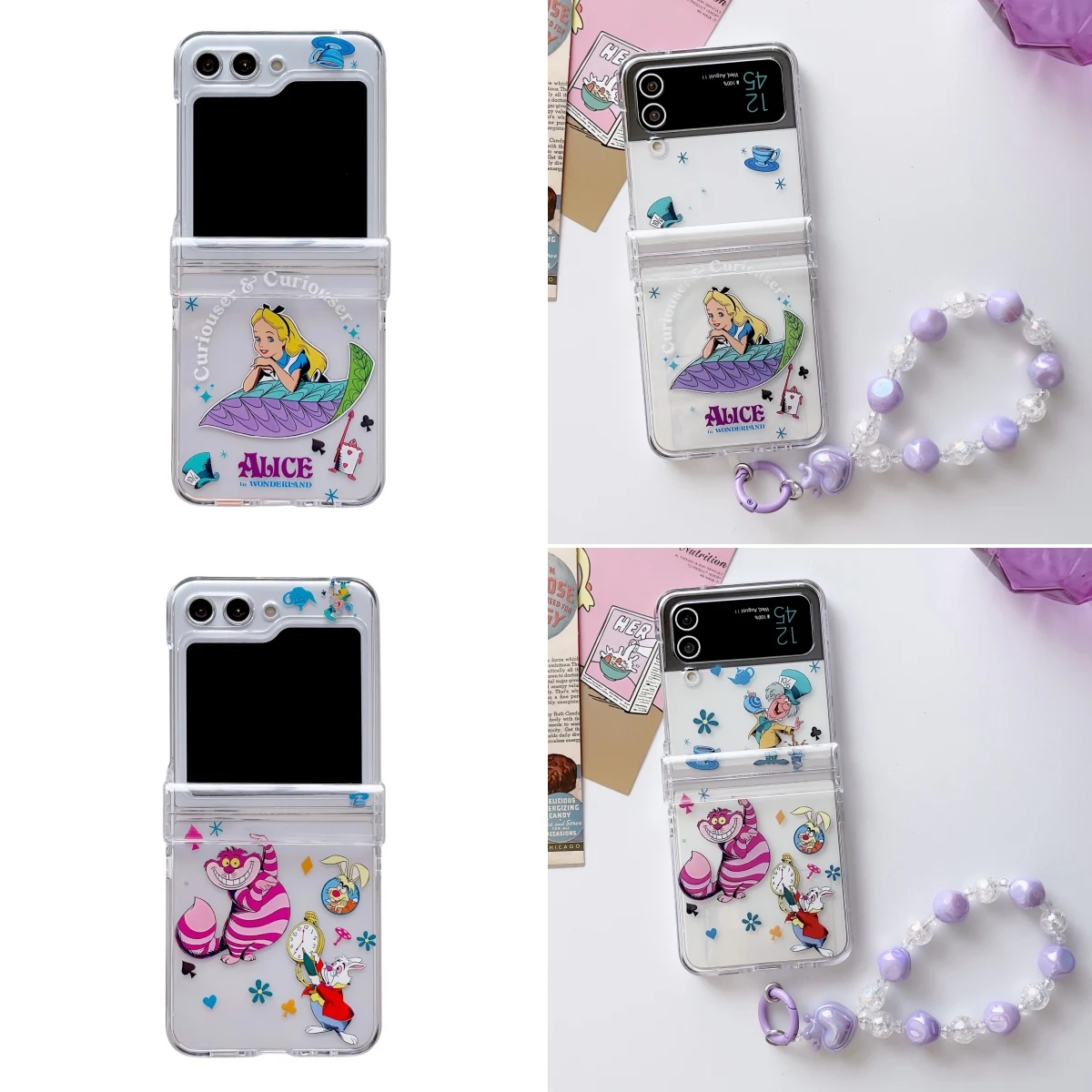 Cartoon Hard PC Back Phone Case for Samsung Galaxy ZFlip5 Z Flip 4 ZFlip3 Z Flip 3 5G ZFlip4 Flip5 Disney Princess Pendant Cover