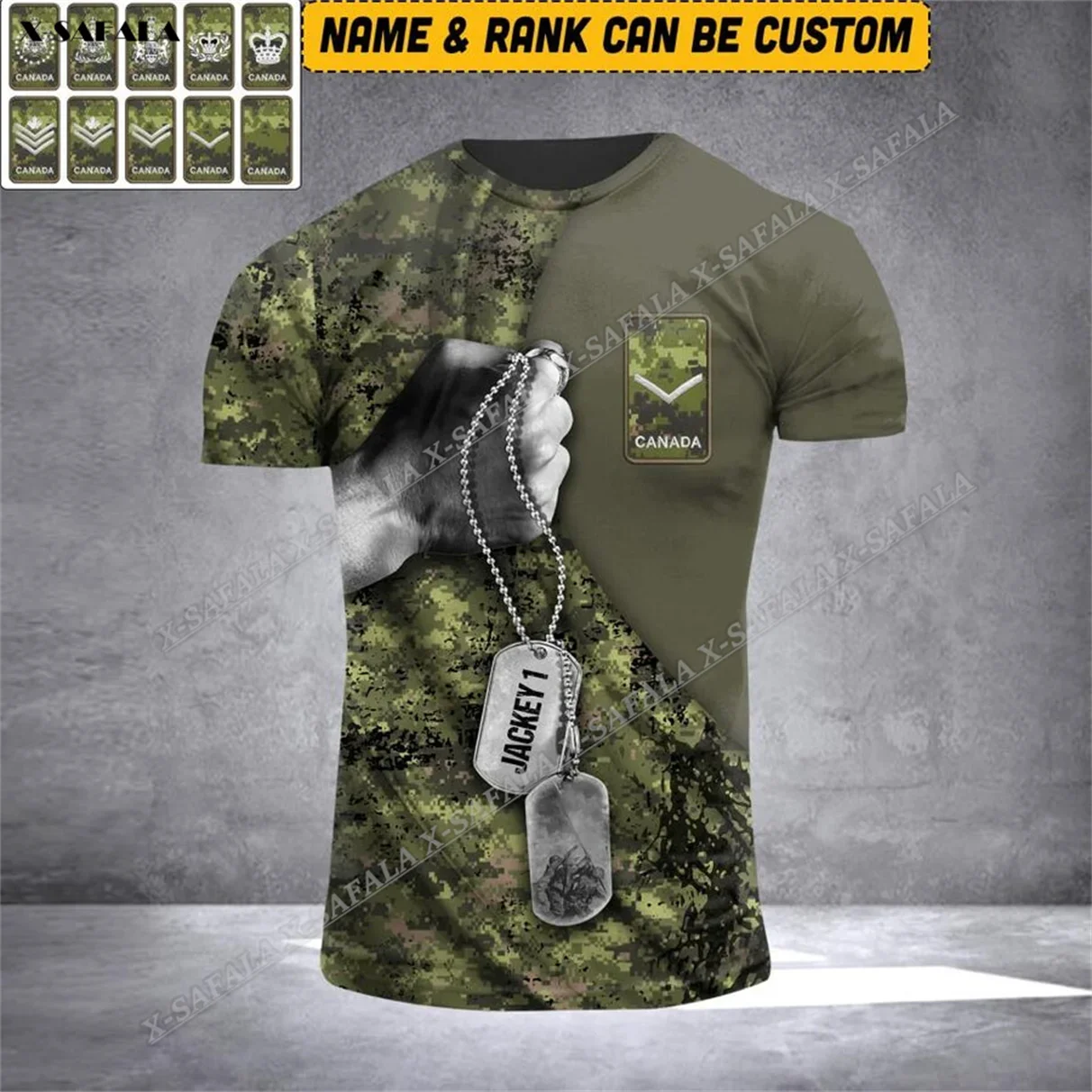 Brother Forever Canada Canadian Rank Soldier ARMY Camo VETERAN Flag 3D Print T Shirt Men Top Tee Clothing Breathable Quick Dry