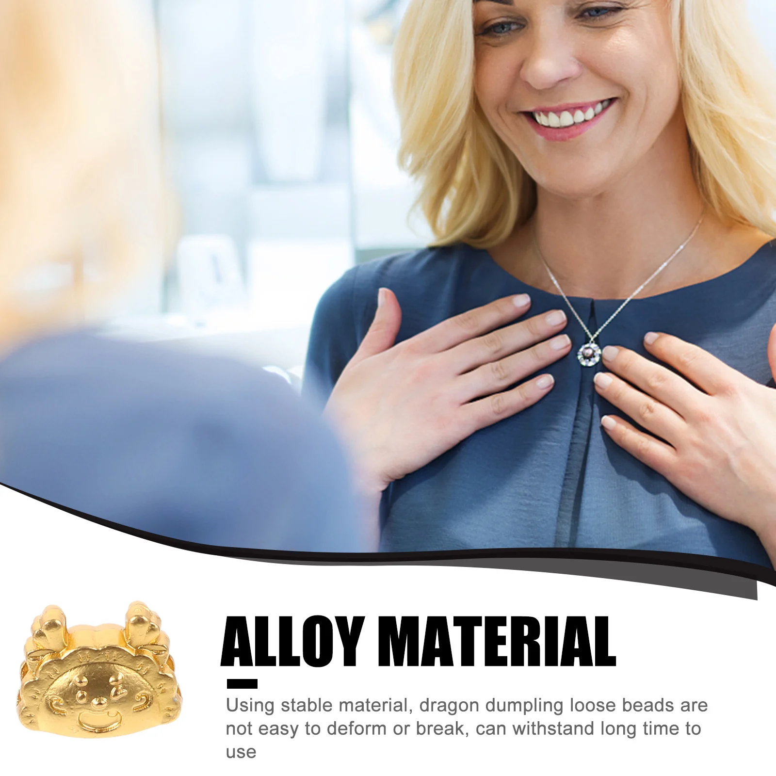 

10Pcs Dragon Dumpling Shaped Jewelry Spacer Beads Stable Durable Loose Beads for DIY Bracelet Necklace Creation