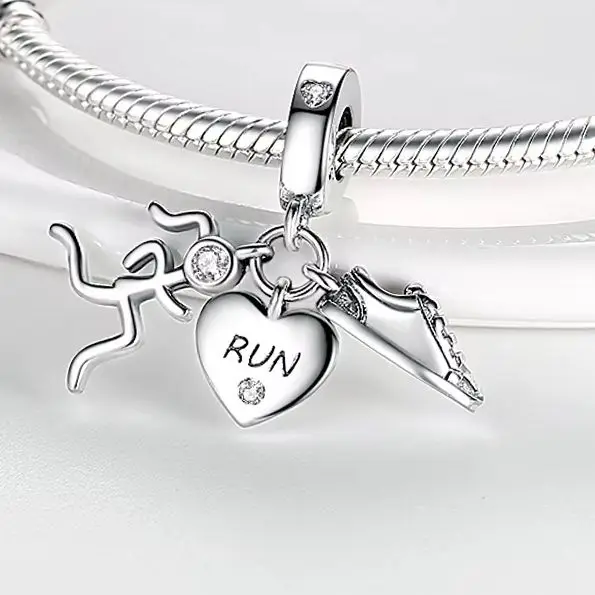 925 Sterling Silver Charms Beads Football Basketball Sport Ball Games Pendant Fit Bracelet Diy Woman Jewelry Gift view 2