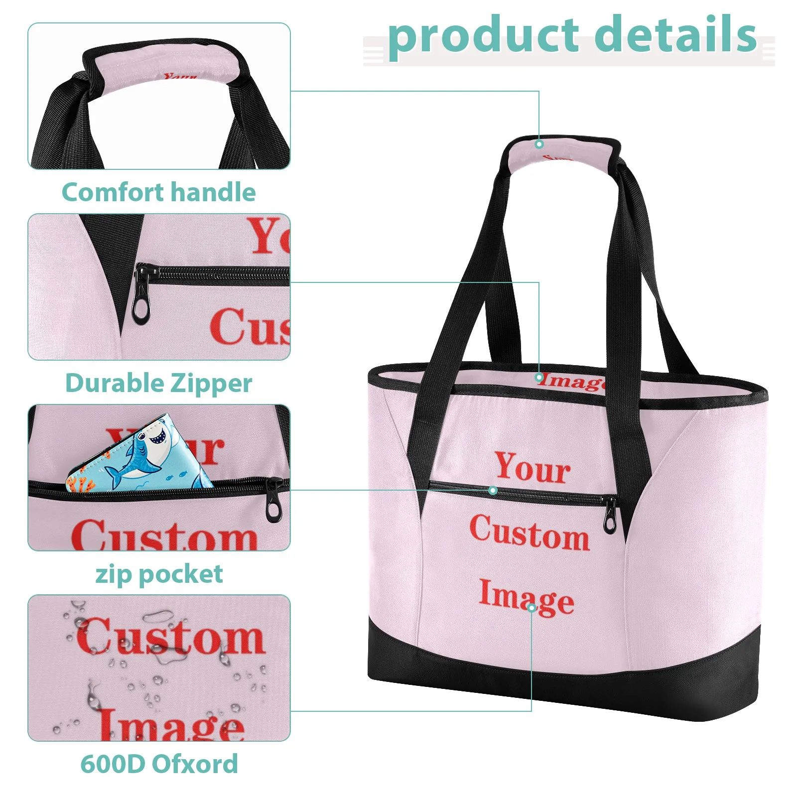 Lunch Bag Large Capacity Insulation Cooler Bag Custom Image Travel Picnic Bag Waterproof Portable Food Storage Box Tote Lunch Ba