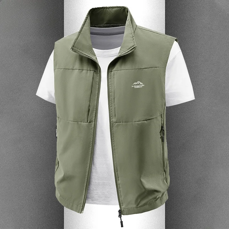 

New Men's Vest Spring Autumn Thin Breathable Casual Jacket Multiple Pockets Vest Comfortable Polyester Fiber Workwear Style