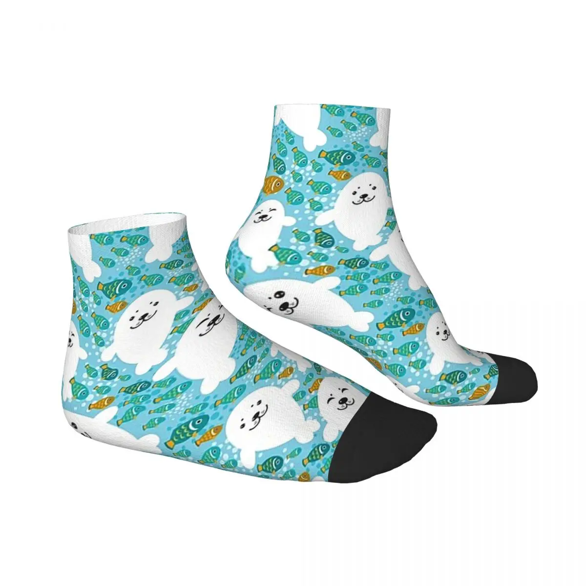 Kawaii لطيف الختم والأسماك في جوارب الماء جوارب Harajuku جميع المواسم الجوارب اكسسوارات للرجل المرأة هدية عيد ميلاد #6