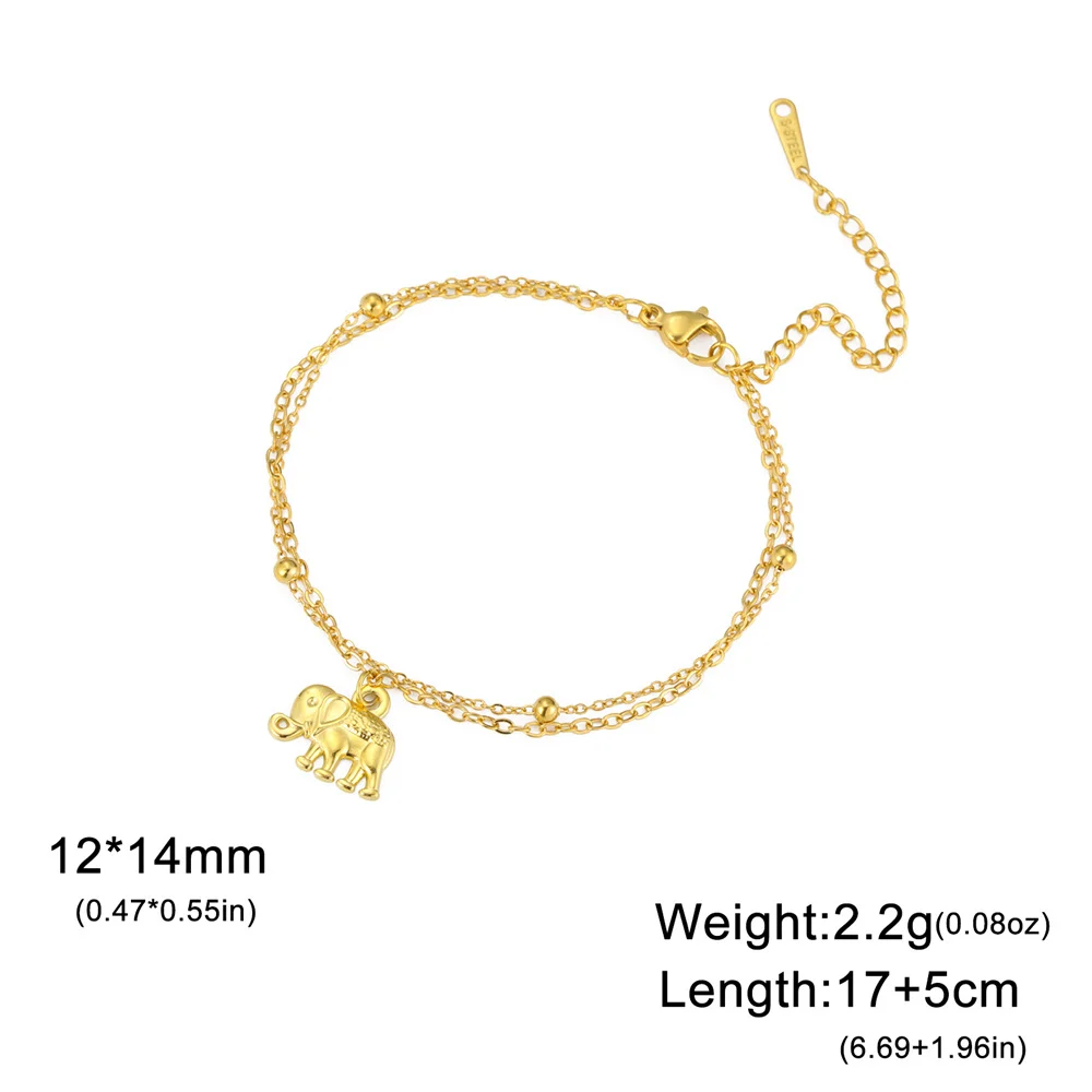 بلدي شكل الفيل سوار الحيوان سحر سوار الفولاذ المقاوم للصدأ الإسورة 2 طبقات جميلة الإناث أساور مجوهرات هدايا الفتيات