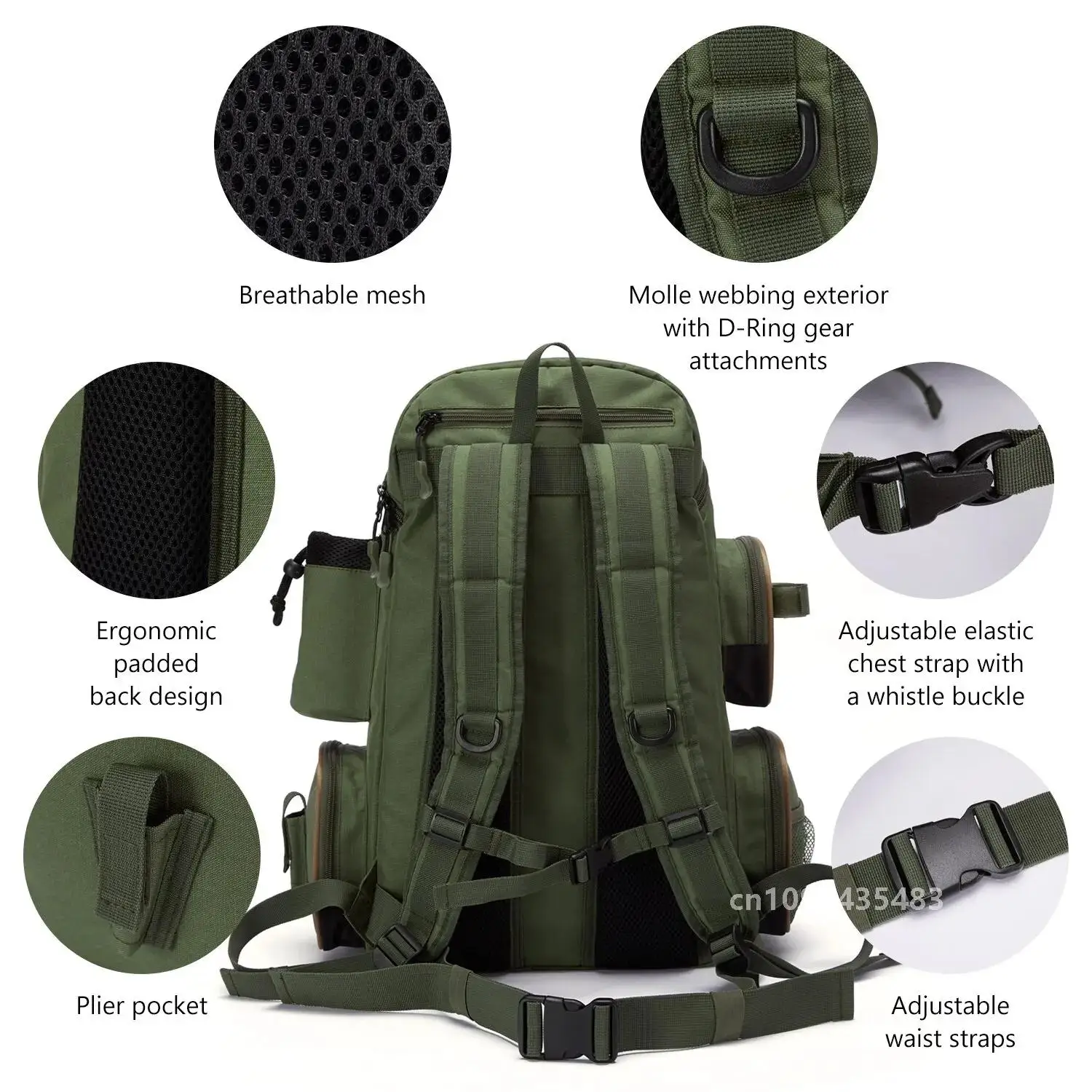 Bassdash Fishing Bag Tackle Backpack Lightweight Tactical Tackle Box Multifunctional