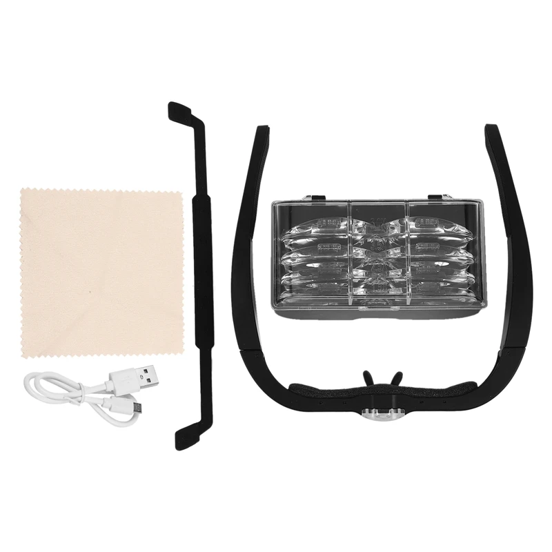 

Hot-A39R-Wearing Glasses Magnifier USB Rechargeable With LED Light For Reading Jewelers Watchmaker Repair Magnifing